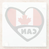 Canada Country Code Flag Heart, CAN Glazen Onderzetter (Achterkant)