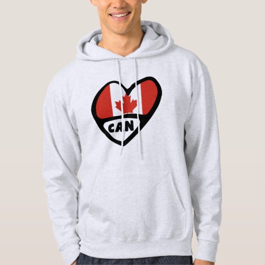 Canada Country Code Flag Heart, CAN Hoodie (Voorkant)