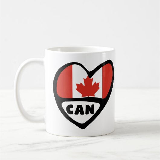 Canada Country Code Flag Heart, CAN Koffiemok (Links)