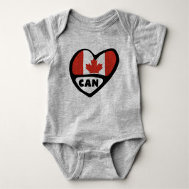Canada Country Code Flag Heart, CAN Romper
