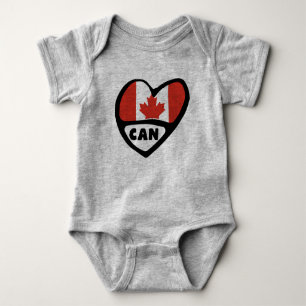 Canada Country Code Flag Heart, CAN Romper