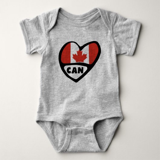 Canada Country Code Flag Heart, CAN Romper (Voorkant)