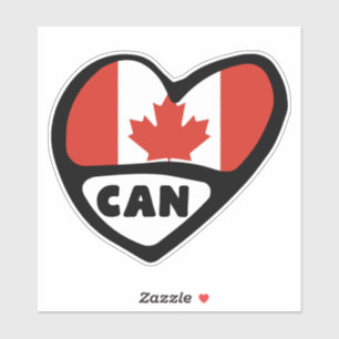 Canada Country Code Flag Heart, CAN Sticker