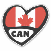 Canada Country Code Flag Heart, CAN Sticker (Voorkant)