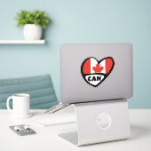 Canada Country Code Flag Heart, CAN Sticker (Laptop op bureau)