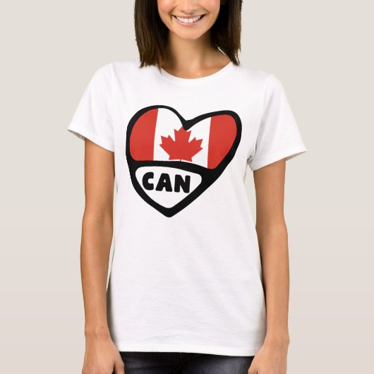 Canada Country Code Flag Heart, CAN T-shirt (Voorkant)