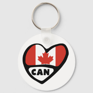 Canada Country Code Flag Heart Keyring, CAN Sleutelhanger