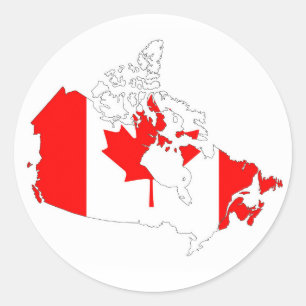 canada country flag map form silhouette symbol ronde sticker