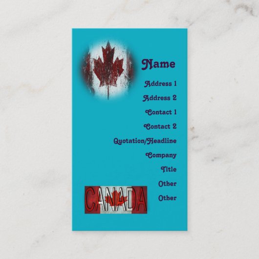 Canada Creëer Uw eigen Visitekaartje (Voorkant)