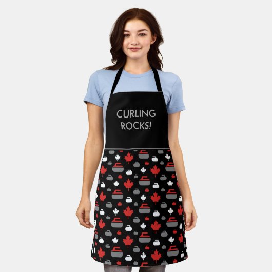 Canada Curling Rocks Apron Schort (Gedragen)
