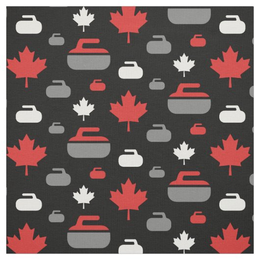 Canada Curling Rocks Fabric Stof (Swatch)