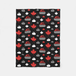 Canada Curling Rocks Fleece Blanket Deken