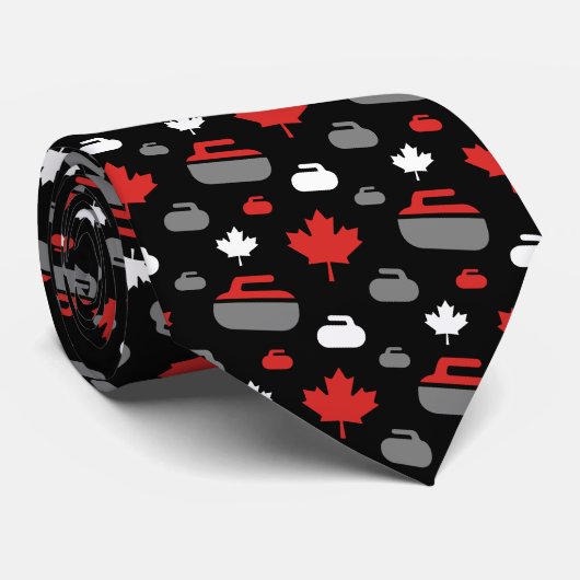 Canada Curling Rocks Necktie Stropdas (Opgerold)
