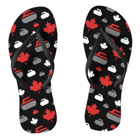 Canada Curling Rocks Teenslippers (Voetbed)