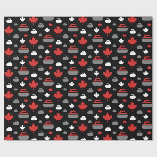 Canada Curling Rocks Wrapping Paper Cadeaupapier (Vlak)