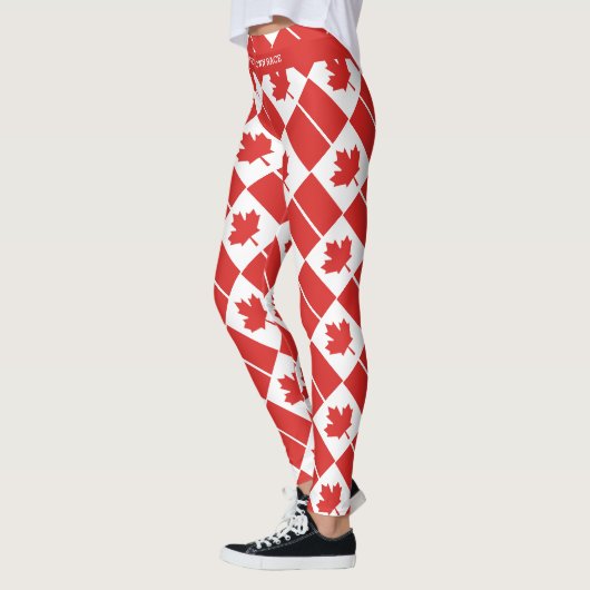 CANADA Custom Text RUN UW EIGEN RACE-vlag Leggings (Links)