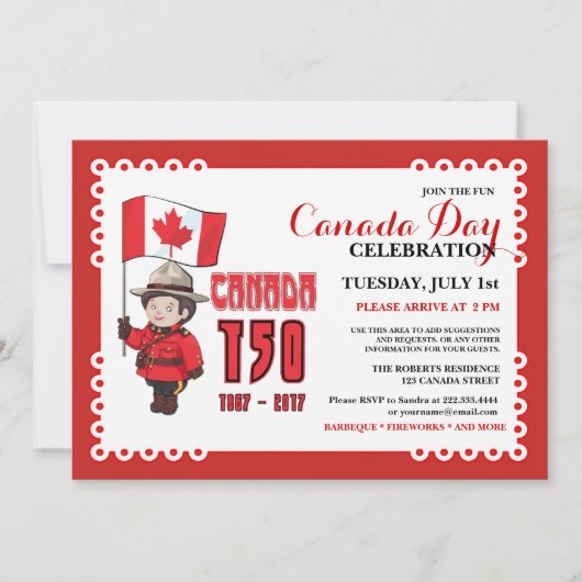 Canada Dag 150 BBQ Uitnodiging (Voorkant)