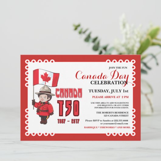 Canada Dag 150 BBQ Uitnodiging (Staand voorkant)