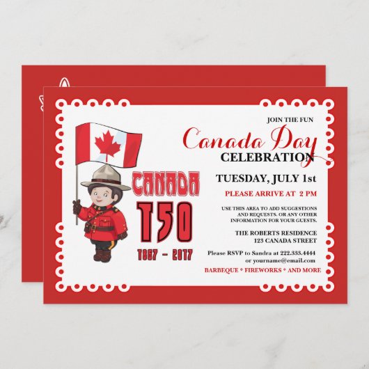 Canada Dag 150 BBQ Uitnodiging (Voorkant / Achterkant)