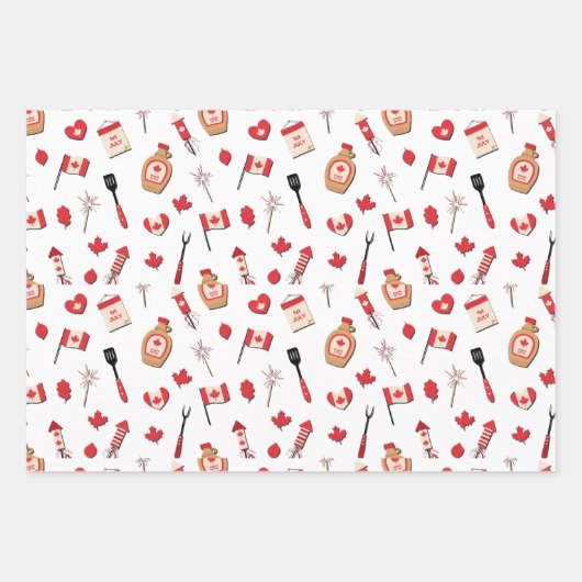 Canada Dag 1 juli Maple Leaf, Harten Inpakpapier Vel (Voorkant 2)