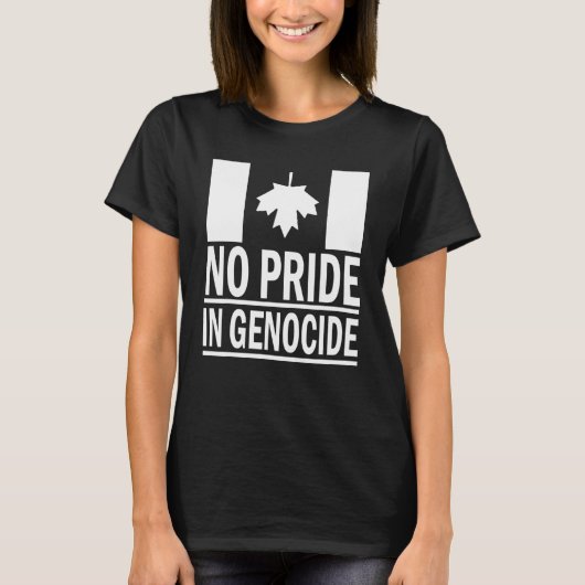 Canada Dag geen trots op genocide T-shirt (Voorkant)