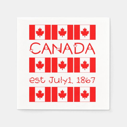 Canada Day 1 juli 1867 Maple Leaf Canadese vlag Servet (Voorkant)