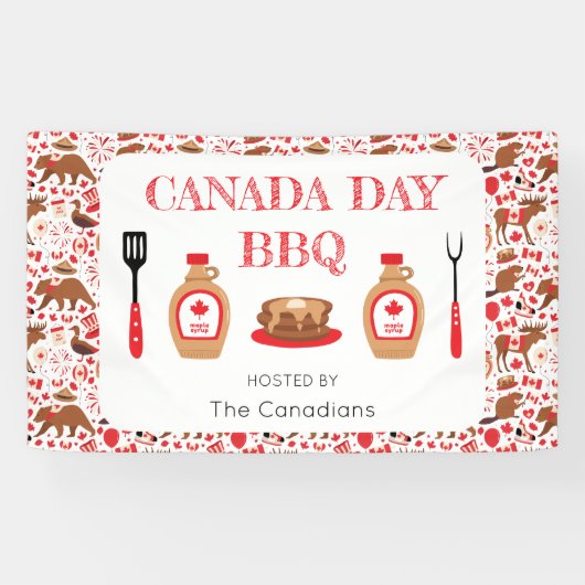 Canada Day BBQ Canadees Spandoek (Horizontaal)