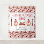 Canada Day BBQ Canadees Tapijt Achtergrond Wandkleed (Voorkant)