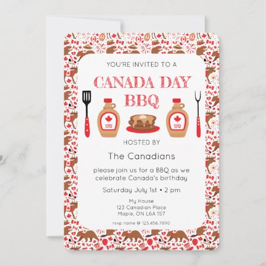 Canada Day BBQ Canadese Uitnodiging (Voorkant)