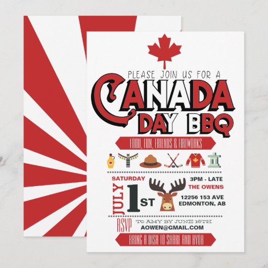 Canada Day BBQ-feestuitnodiging Kaart (Voorkant / Achterkant)