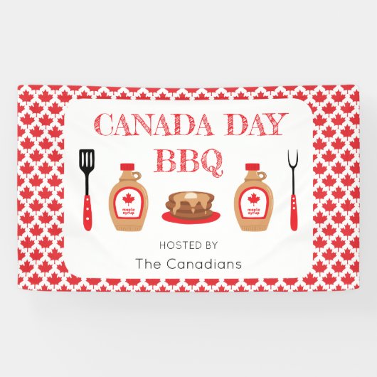 Canada Day BBQ Maple Leaf Spandoek (Horizontaal)