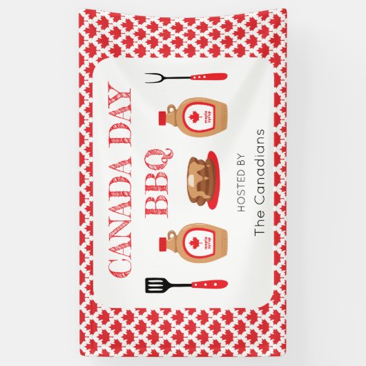Canada Day BBQ Maple Leaf Spandoek (Verticaal)