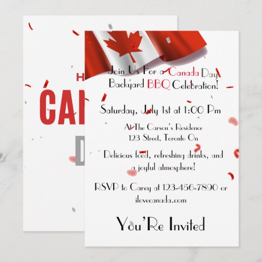 Canada Day BBQ Uitnodiging (Voorkant / Achterkant)