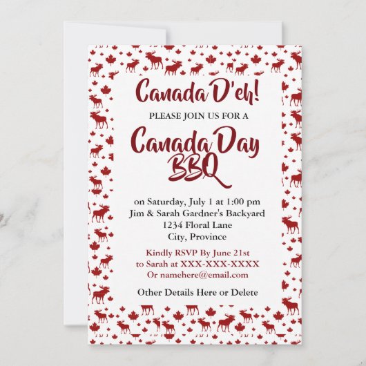 Canada Day BBQ Uitnodiging (Voorkant)