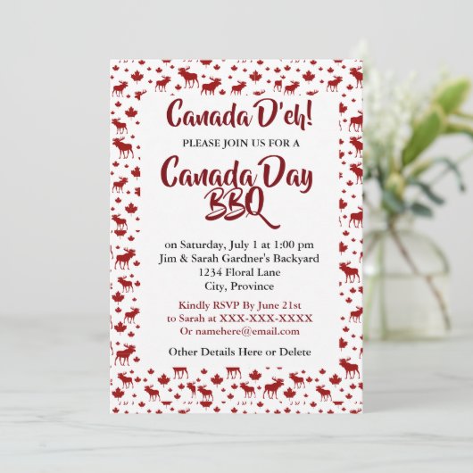Canada Day BBQ Uitnodiging (Staand voorkant)