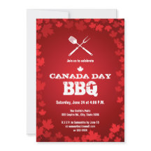Canada Day BBQ white leaf Uitnodiging