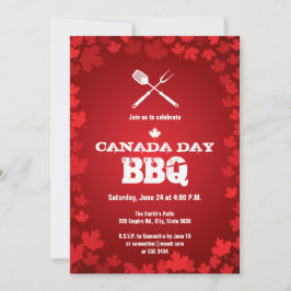 Canada Day BBQ white leaf Uitnodiging