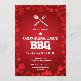 Canada Day BBQ white leaf Uitnodiging