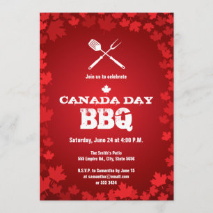 Canada Day BBQ white leaf Uitnodiging