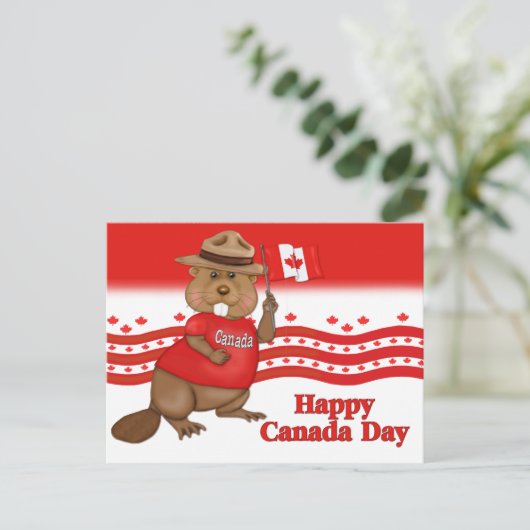Canada Day Beaver briefkaart (Staand voorkant)
