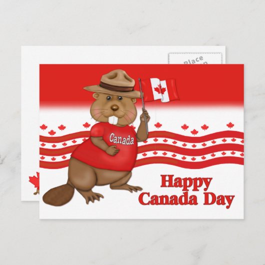 Canada Day Beaver briefkaart (Voorkant / Achterkant)