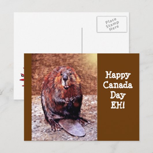 Canada Day Beaver Briefkaart (Voorkant / Achterkant)