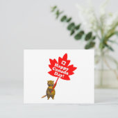 Canada Day Beaver en Maple Leaf Briefkaart (Staand voorkant)