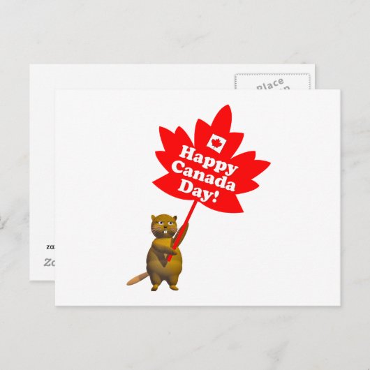Canada Day Beaver en Maple Leaf Briefkaart (Voorkant / Achterkant)