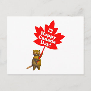 Canada Day Beaver en Maple Leaf Briefkaart