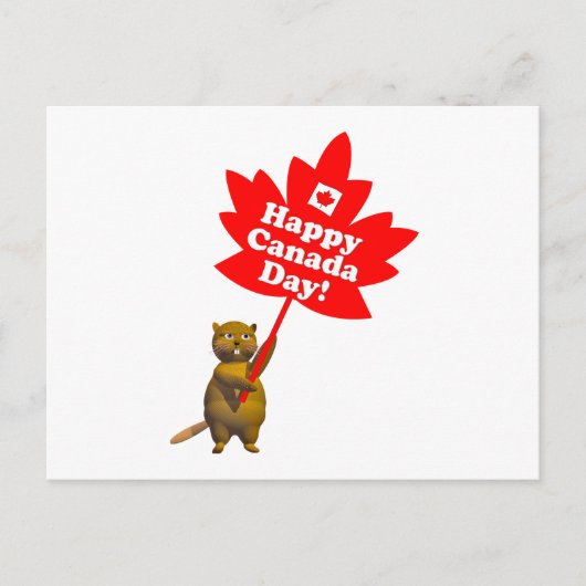 Canada Day Beaver en Maple Leaf Briefkaart (Voorkant)