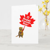 Canada Day Beaver en Maple Leaf Kaart (Gele Bloem)