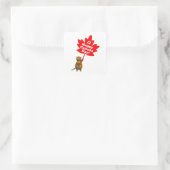 Canada Day Beaver en Maple Leaf Vierkante Sticker (Tas)