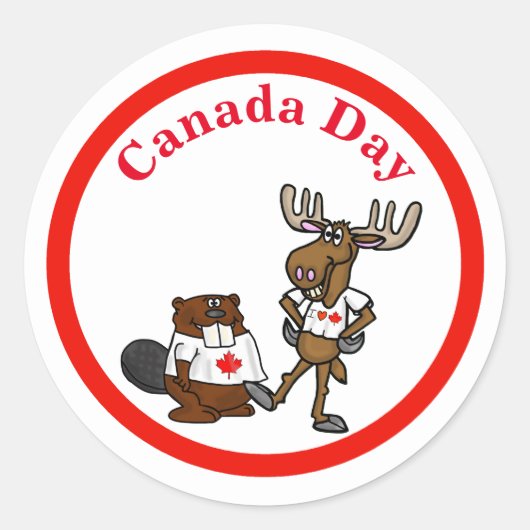 Canada Day Beaver & Moose Stickers (Voorkant)