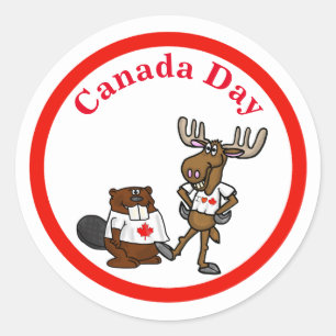 Canada Day Beaver & Moose Stickers